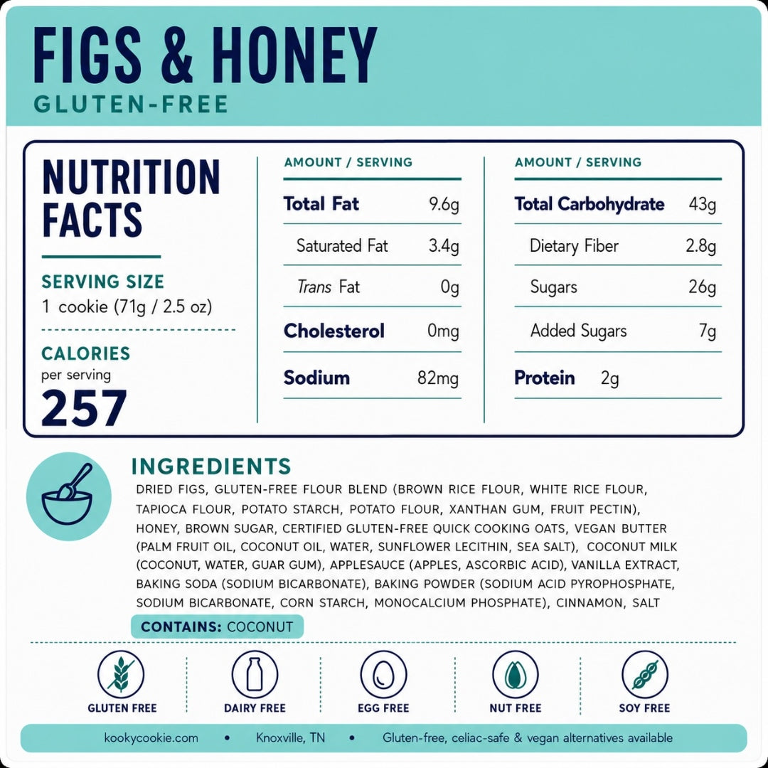 GF Figs & Honey Nutrition Label