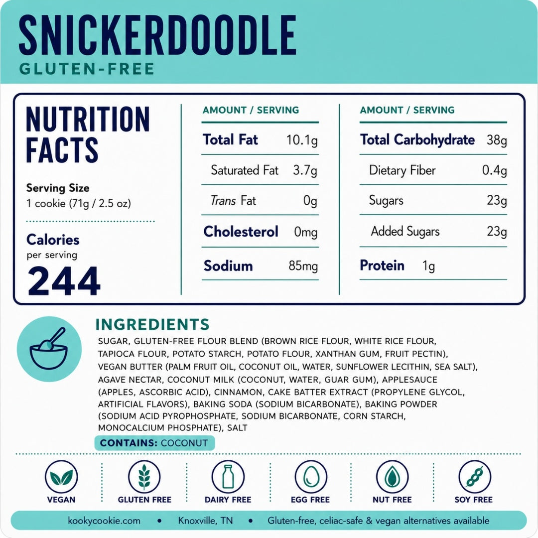 GF Snickerdoodle Nutrition Label