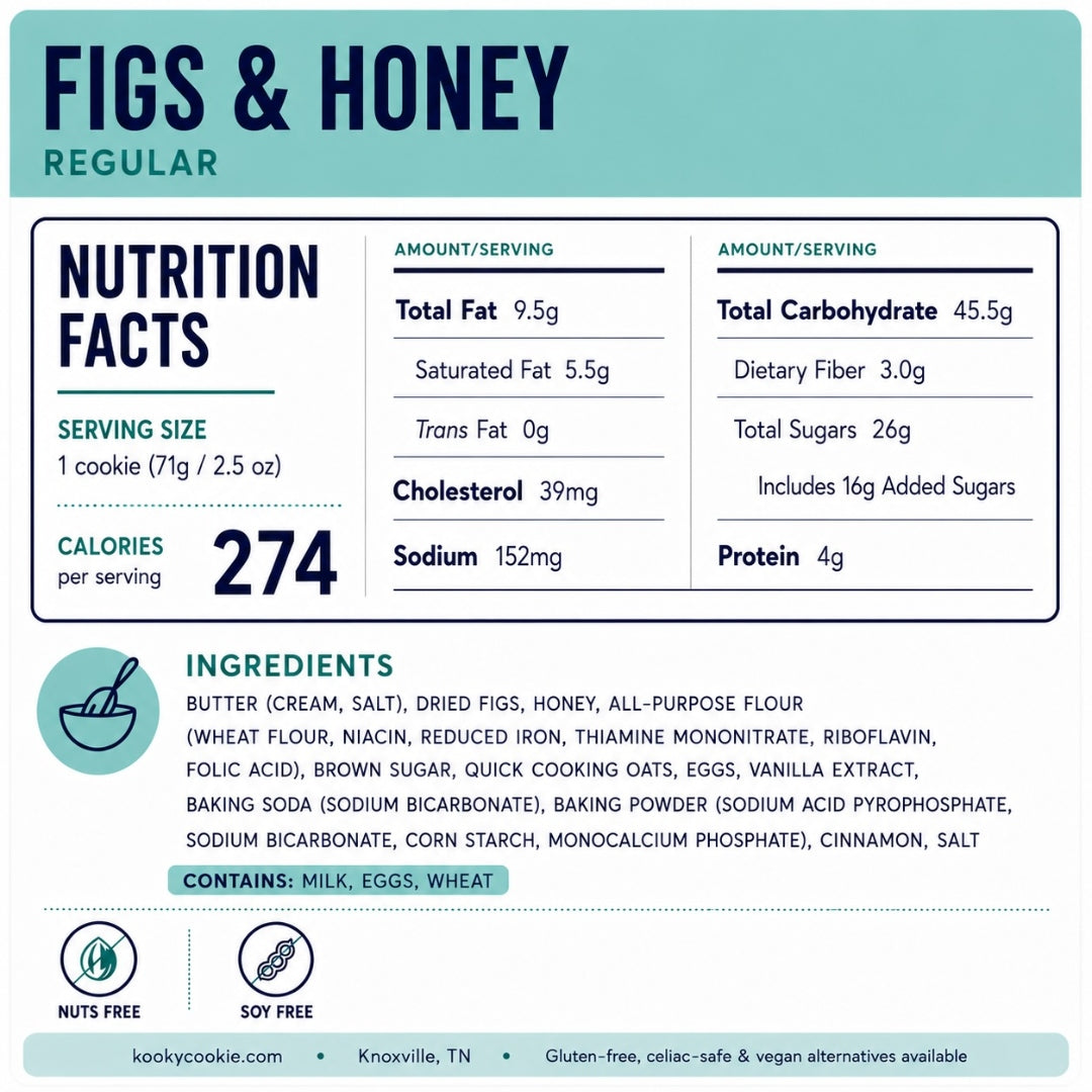 Figs & Honey Nutrition Label