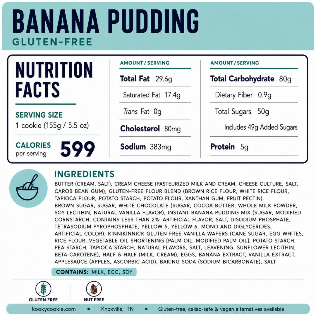 GF Banana Pudding Nutrition Label