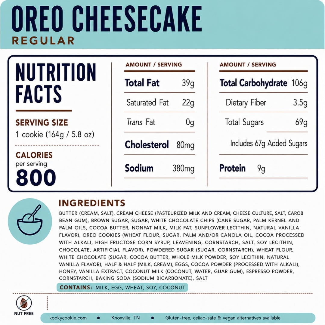 Oreo Cheesecake Nutrition Label